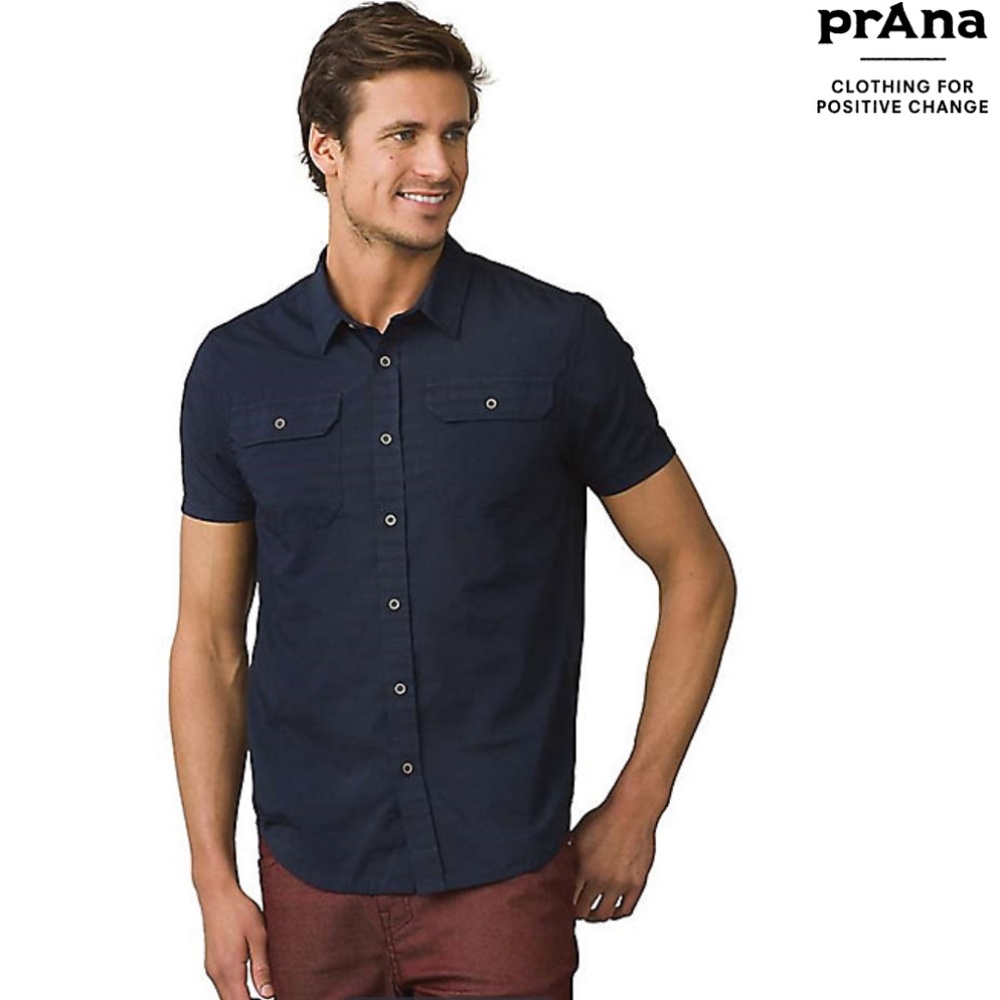 Prana Cayman Short-sleeve Breathable,‎ perforated, Nautical Blue, XS